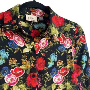 Elie Tahari Spring Floral Button Up Shirt Blouse